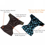 Simfamily Reusable Waterproof Bamboo Charcoal One Size Baby Cloth Diapers Washable Pocket Nappy