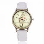 Simulation Leather Relojes Quartz-watch Women Watches Casual Music Note Watch Round Clock reloj de mujer