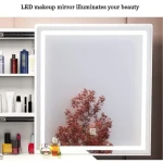 Sliding LED Mirror Dressing Table Cosmetic Table Makeup Table with Stool Girls Dressing Vanity Set