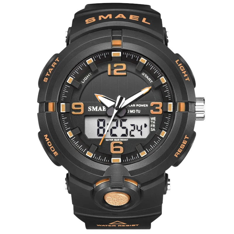 SMAEL 8017 Mens Sport Silicone Quartz Digital Luminous Watches Outdoor Week Chronograph Back Light Wristwatch