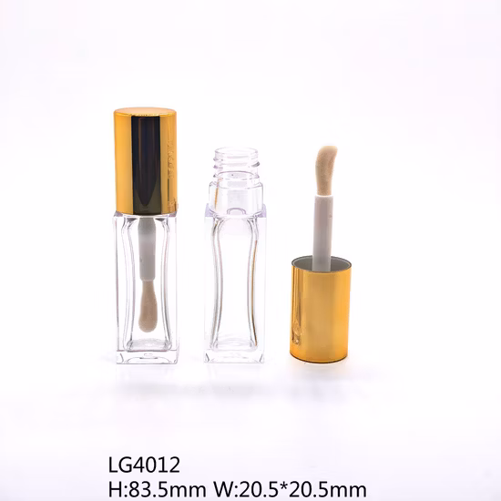 Emily LG4010 Custom 7ml Square Clear Lip Gloss Tubes Container Cosmetic Tubes Packaging for Lipstick Blush Lipgloss Tubes with Big Brush PETG Lipoil Container