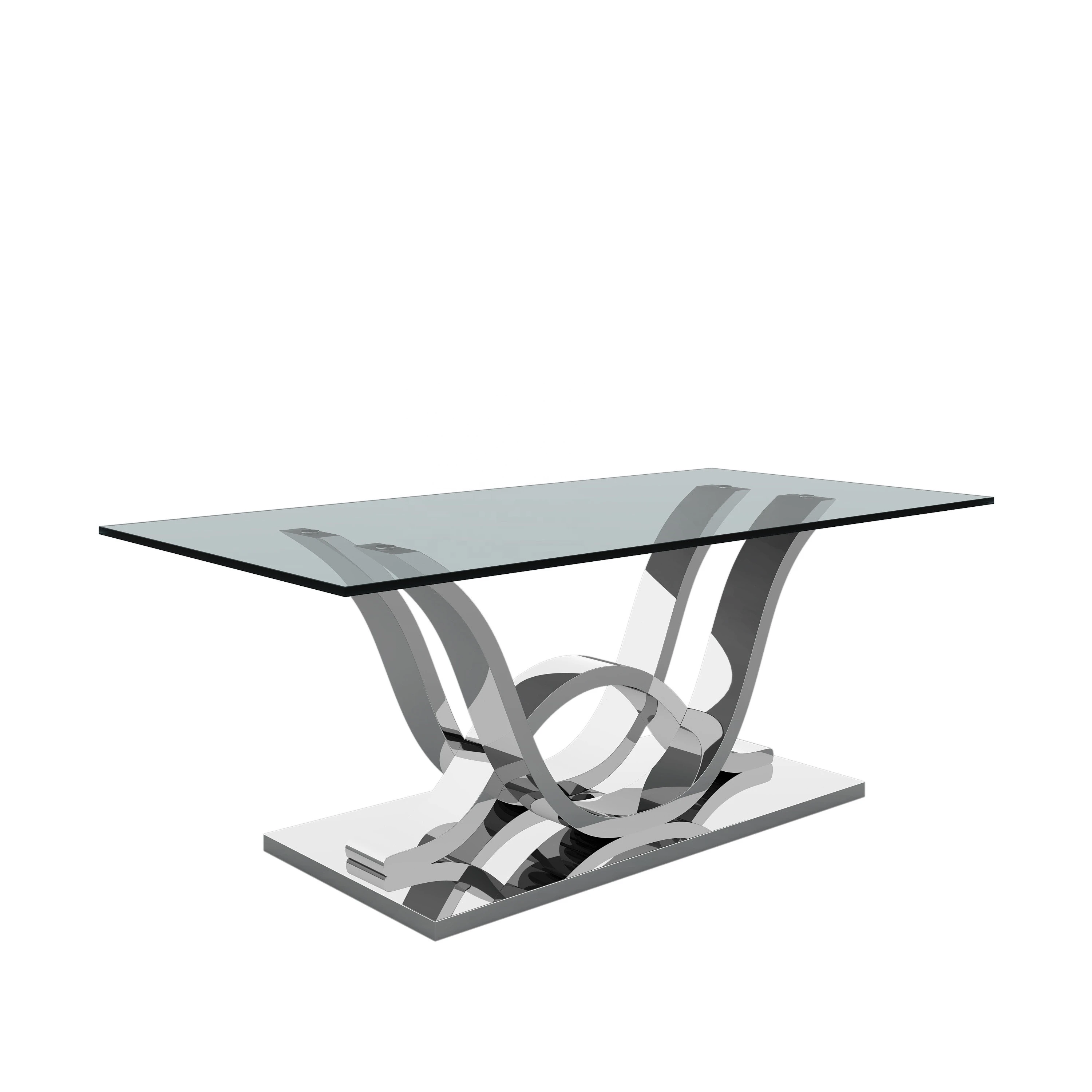 Special design stainless steel frame with marble inlay dining table top T9029