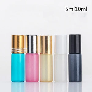Spot pearly five-color ball bottle 5ml 10ml crystal roller ball perfume bottle with stainless steel beaded aluminum cover