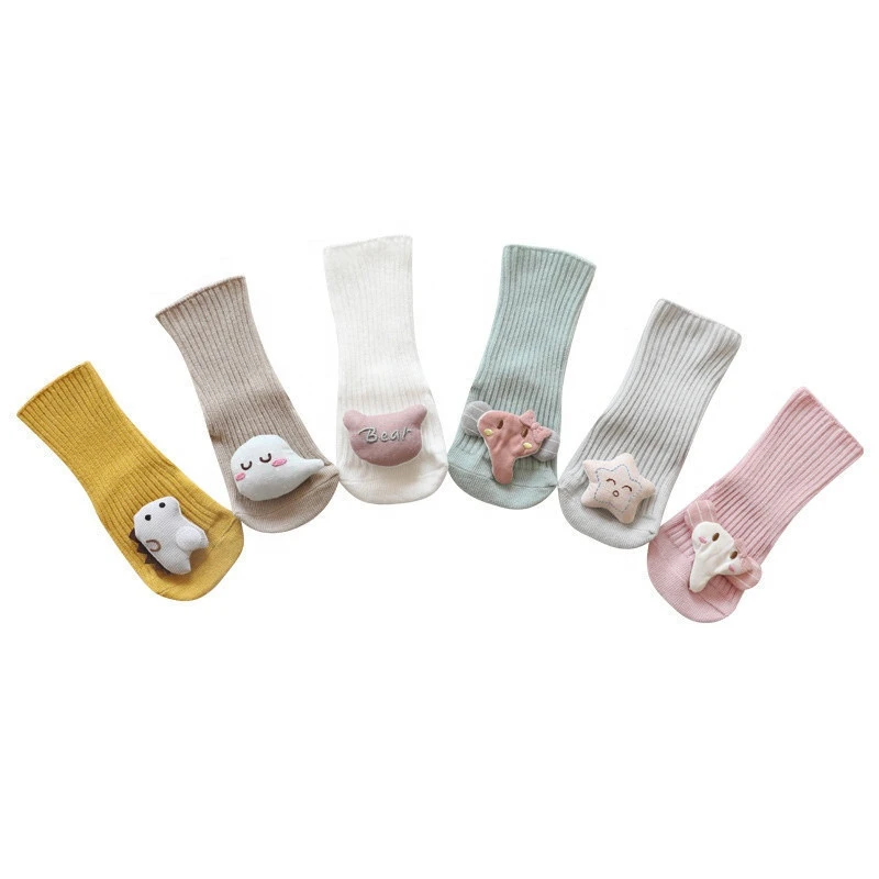 Spring Autumn New Design Cotton Korean Baby Socks Cute 3D Non-slip Toddler Floor Socks