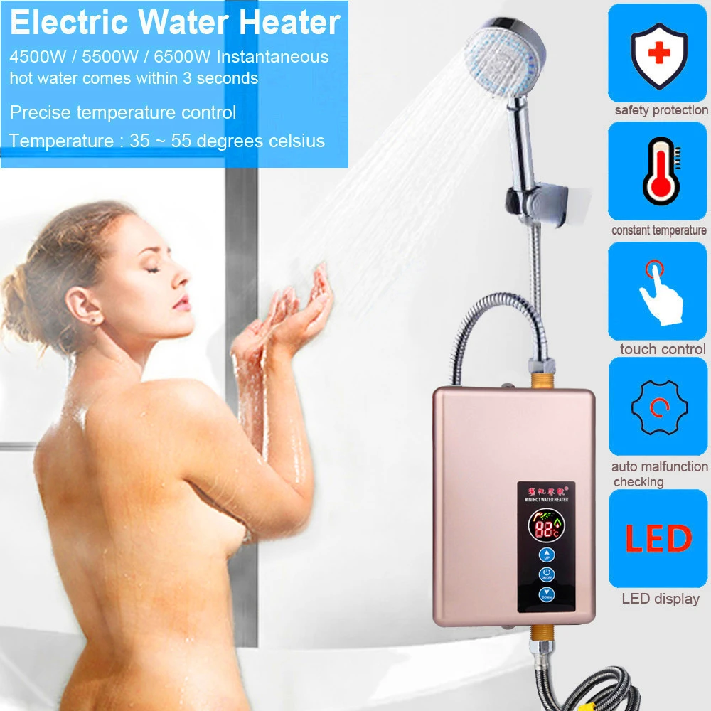 Square electric hot tankless water heater for shower electronic water heater price with 3 years&#x27; warranty
