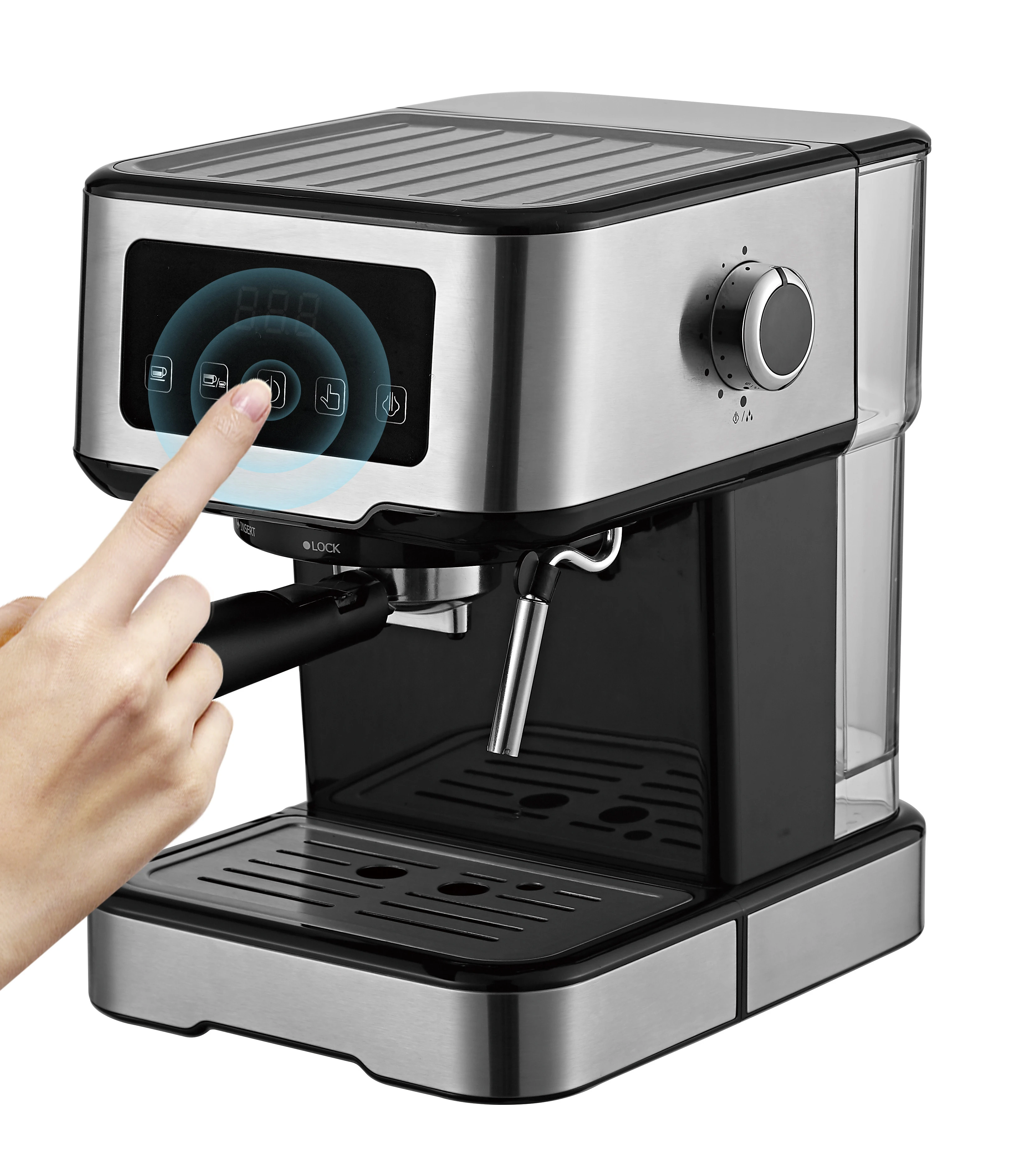 Stainless steel item manufacturer digital screen panel touchscreen espresso coffee machine electric coffee maker