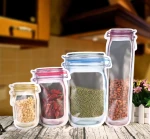Stand Up Waterproof Resealabe Snack Sandwich Fresh Food Storage Zip Lock Reusable Mason Jar Bottles Bags Nuts Candy Cookies Bag