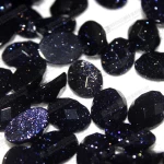 Starry sky blue sand stone faceted oval beads,flat back loose beads 12x16mm