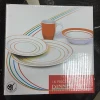 Stock 16 pieces color gift box white porcelain cup,bowl,dish and plate set