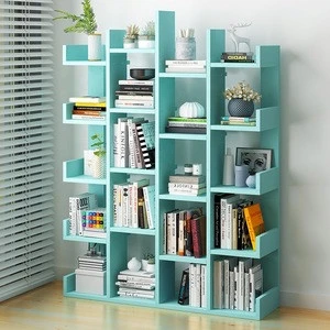 Storage Rack Bookcase Shelves Wooden Bookshelf Shape Display Shelf Unit Home Furniture