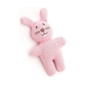 Stuffed Knit Fabric Baby Rattle Rabbit Cute Crochet Baby Toy Bunny