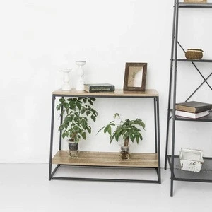 Table Console Sofa Entryway Display with Storage Shelf Industrial Style Wood Look Metal Frame