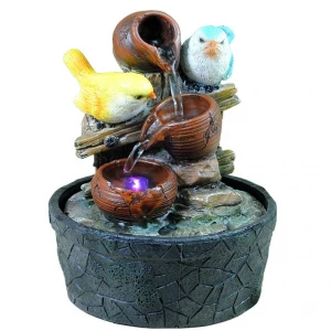 tabletop birds waterfall battery operated water fountain animal resin craft