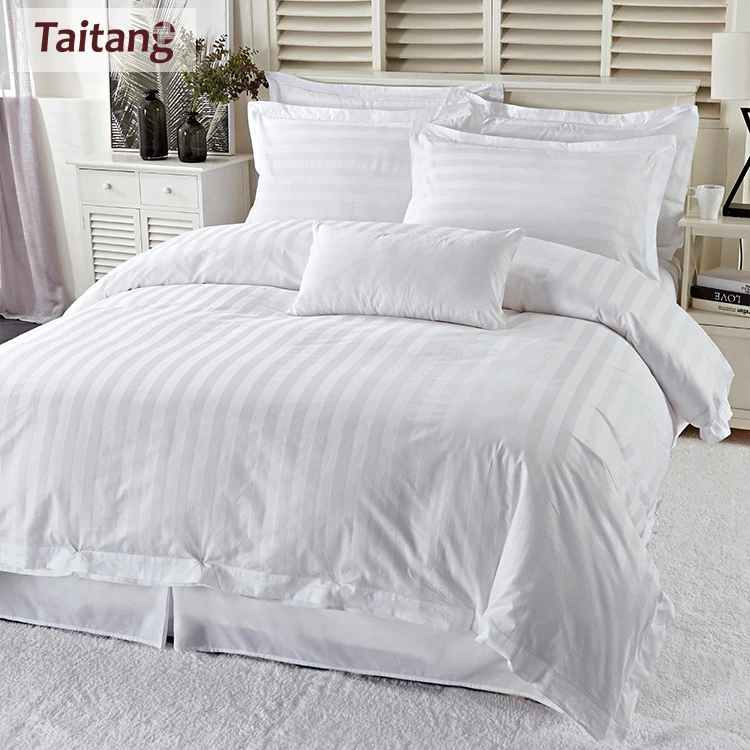 Taitang Single Bedding Linen Sheet Set White Bedsheets Hotel  Designs Satin Stripe 100 Egyptian Cotton Sheets Hotel
