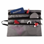 Tech Accessory Travel Bag - 3 front zippered pockets, 1 large back zippered pocket and comes with your logo