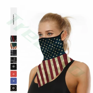 TREELIGO 2020 Amazon Hot Sale Outdoor Custom Mens Scarf Seamless Bandana Face Cover Earloop Face Scarf American Flag Bandana