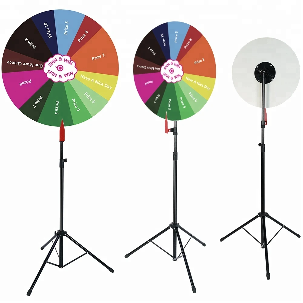 Tripod stand height adjustable spin game prize wheel of fortune