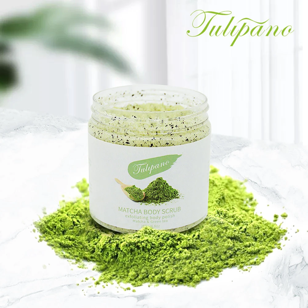 Tulipano Private Lable Logo Skin Care Exfolianate Whitening Organic Green Vegan Bodyscrub Base Matcha Body Scrub