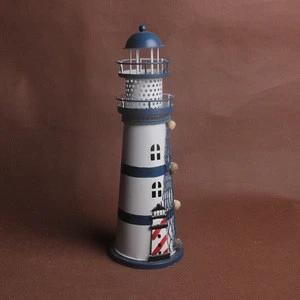 unique design metal crafts nautical style Iron lighthouse LED light for home decoration