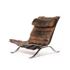 Vintage Leather And industrial style lounge chair with foot