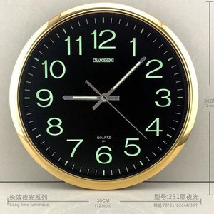 wall digital clock promotional gift clock round night glow quartz battery wall clock with Luminous Numbers