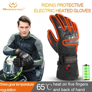 WARMSPACE waterproof electric heated ski gloves protective shell intelligence temperature control rechargeable lithium battery