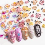 Waterproof Nail Top Self Adhesive Embossed 5D Nail Stickers Decals DIY Charm Design Manicure Nail Art Decoration Wholesale