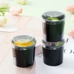 Wedding Black Ice Cream Cup Mousse Pudding  Disposable Mini Dessert Cups with Lids and Spoon