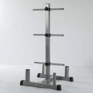 Weight Plate Rack Plate Weight Plate Tree Stand with 6 Barbell Holes 4 Pole Holder Slots Save Space Stable Steel Max Load 400Lbs
