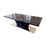 Western style  stainless marble restaurant table italian metal leg indoor home hotel villa apartment dining table