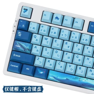 Whale Keycaps Blue color Cherry Profile Keycap 151 keys Custom Keycap Set Dye Sublimation ANSI US Layout for Cherry Mx Switch
