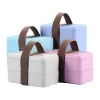 Wheat Straw Microwave Bento Box Japanese Plastic Storage Containers Leakproof Kids Lunch Box Portable School Picnic Set