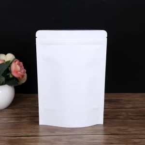 white color kraft paper stand up pouch inside aluminized with zipper for tea coffee food nuts