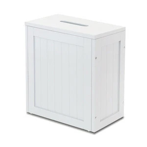 White Color Paper Roll Storage Organizer Wooden Bathroom Storage Unit