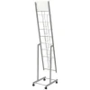 White Magazine Rack A4 Metal Display Stand Portable Castors Shelves