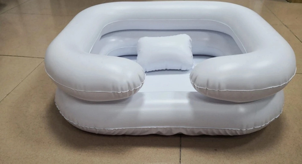 White PVC Inflatable Bath Pillow Basin