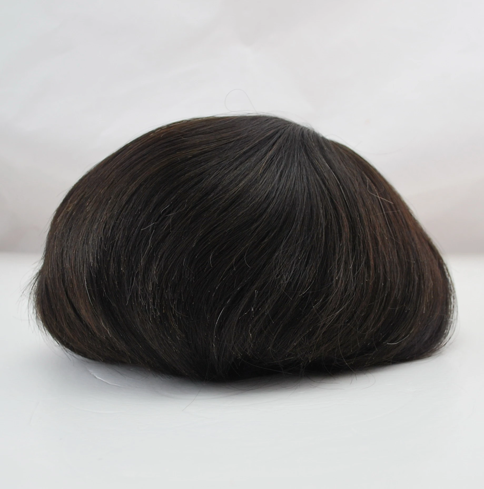 Wholesale 100% human hair toupee natural black mono center hair prosthesis in stock