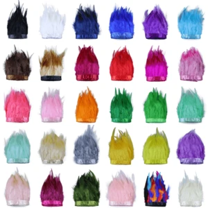 Wholesale 31 Colors Stock 8-12cm Natural Rooster Saddle Feathers Ribbon Fabric Rooster Feather Trim for Costumes Crafts Sewing