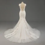 Wholesale Bulk Quantity Beading Flower Mermaid Wedding Dress with Sleeves