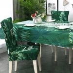 Wholesale cheap green printed pvc table cloth dining table cover cloth with a seat cover set