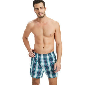 Wholesale classic plaid men panties woven 100% cotton mens boxer shorts underwear
