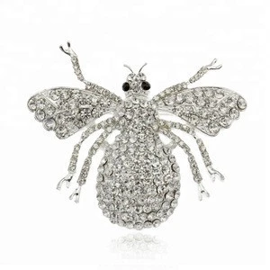 Wholesale Clear bee insect rhinestone brooch