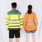 Wholesale Custom Logo Orange Reflective Rescue Safety Jacket Work wear Reflector Jacket With Pockets And Zipper