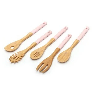 Wholesale Customized Logo Wood Spoon Spatula Fork Ladle Tong Turner Cooking Serving Kitchen Utensil