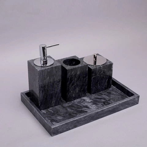 Wholesale Designers Luxury 5 Piece Bath Room Vanity Shower Gift Sets Marble Ceramic Accessory Bathroom Accessories Set