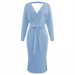 Wholesale fashion pure color fall 2021 women clothes women bodycon long dress