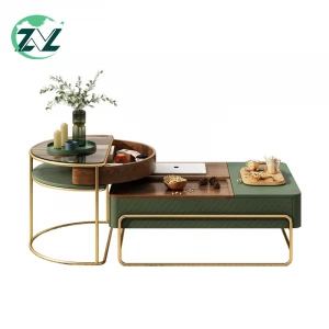 wholesale glass coffee table modern design living room furniture golden metal coffee table glass
