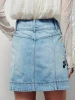 Wholesale latest embroidery blue denim skirt STb-633