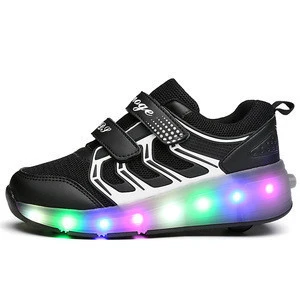 Wholesale mesh breathable Flashing wing Led shoes with  Wheel rechargeable Skate Roller Shoes