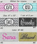 Wholesale Monogram Glitter Car License Plate Frame